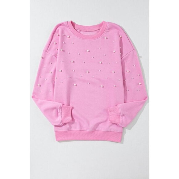 NWT AMELIA BUBBLEGUM PINK PEARL CREWNECK SWEATER - Picture 11 of 16